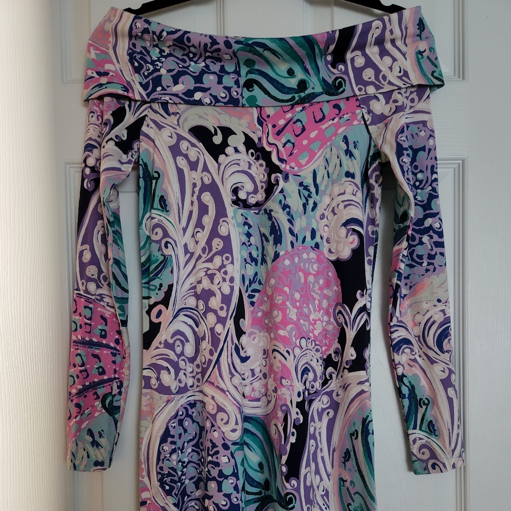 Lilly Pulitzer Fold Over Off The Shoulders Trisha Dress - XS